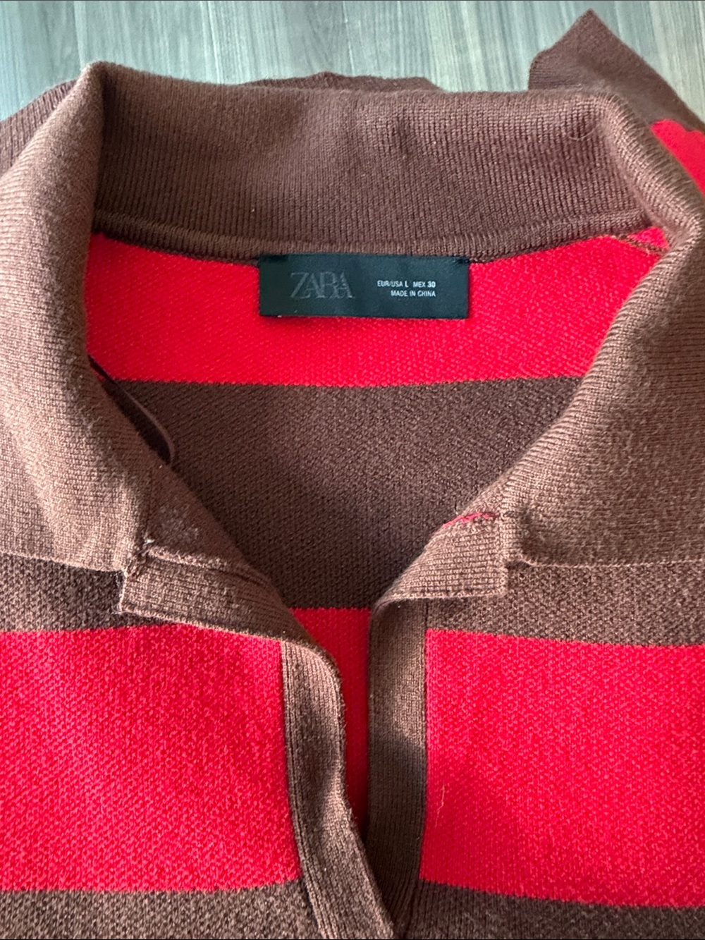 Zara Women's Red and Brown Striped V-Neck Sweater - Picture 3 of 7
